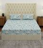 Green Floral 180 TC Polyester Double Size Bedsheet With 2 Pillow Covers