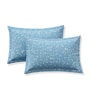 Blue Floral 180 TC Polyester Double Size Bedsheet With 2 Pillow Covers