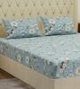 Green Floral 180 TC Polyester Double Size Bedsheet With 2 Pillow Covers