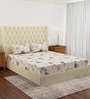 Cream Floral 180 TC Polyester Double Size Bedsheet With 2 Pillow Covers