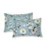 Green Floral 180 TC Polyester Double Size Bedsheet With 2 Pillow Covers
