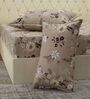 Beige Floral 180 TC Polyester Double Size Bedsheet With 2 Pillow Covers