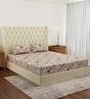 Beige Floral 180 TC Polyester Double Size Bedsheet With 2 Pillow Covers