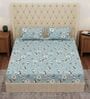 Green Floral 180 TC Polyester Double Size Bedsheet With 2 Pillow Covers