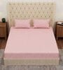 Pink Floral 180 TC Polyester Double Size Bedsheet With 2 Pillow Covers