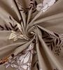 Beige Floral 180 TC Polyester Double Size Bedsheet With 2 Pillow Covers