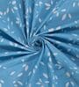 Blue Floral 180 TC Polyester Double Size Bedsheet With 2 Pillow Covers