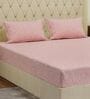 Pink Floral 180 TC Polyester Double Size Bedsheet With 2 Pillow Covers