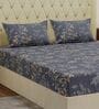 Blue Leaf 180 TC Polyester Double Size Bedsheet With 2 Pillow Covers