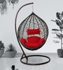 Clara Wicker Swing in Brown & Red Colour