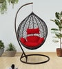 Clara Wicker Swing in Brown & Red Colour