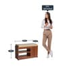 Claret Shoe Rack with Seating in Teak Finish