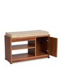 Claret Shoe Rack with Seating in Teak Finish