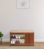 Claret Shoe Rack with Seating in Teak Finish