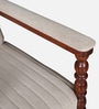 Clarion Sheesham Wood 1 Seater Sofa In Off White Colour Fabric in Honey Oak Finish