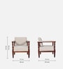 Clarion Sheesham Wood 1 Seater Sofa In Off White Colour Fabric in Honey Oak Finish