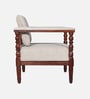 Clarion Sheesham Wood 1 Seater Sofa In Off White Colour Fabric in Honey Oak Finish