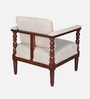 Clarion Sheesham Wood 1 Seater Sofa In Off White Colour Fabric in Honey Oak Finish