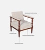 Clarion Sheesham Wood 1 Seater Sofa In Off White Colour Fabric in Honey Oak Finish