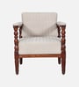 Clarion Sheesham Wood 1 Seater Sofa In Off White Colour Fabric in Honey Oak Finish