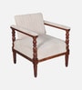 Clarion Sheesham Wood 1 Seater Sofa In Off White Colour Fabric in Honey Oak Finish