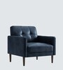 Clark Pu Leather 1 Seater Sofa In Blue Colour