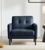 Clark Pu Leather 1 Seater Sofa In Blue Colour
