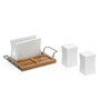 Venge White Ceramic (Set of 4) Salt & Pepper Shaker with Tissue Holder & Tray