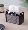 Brown Black and Gold Print MDF Cutlery Holder