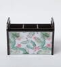 Brown Green Leaf Print MDF Cutlery Holder
