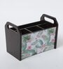 Brown Green Leaf Print MDF Cutlery Holder