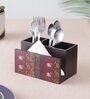 Brown Elephant Print MDF Cutlery Stand