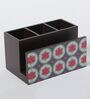 Brown Red Rose Print MDF Cutlery Stand