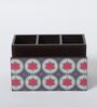 Brown Red Rose Print MDF Cutlery Stand