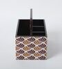 Brown Brown and White Print MDF Cutlery Holder