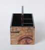 Brown Abstract Print MDF Cutlery Holder