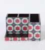 Brown Red Rose Print MDF Desk Organizer