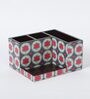 Brown Red Rose Print MDF Desk Organizer