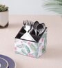 Brown Green Leaf Print MDF Cutlery Holder