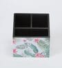 Brown Green Leaf Print MDF Cutlery Holder