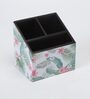 Brown Green Leaf Print MDF Cutlery Holder
