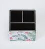 Brown Green Leaf Print MDF Cutlery Holder