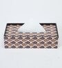 Brown Brown and White Print MDF Tissue Holder