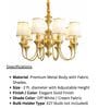 Classic 6-Arm Gold Chandelier with Fabric Shades
