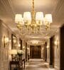 Classic 6-Arm Gold Chandelier with Fabric Shades