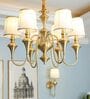 Classic 6-Arm Gold Chandelier with Fabric Shades