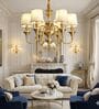 Classic 6-Arm Gold Chandelier with Fabric Shades