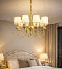 Classic 6-Arm Gold Chandelier with Fabric Shades