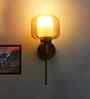 Classic Amber Square Brass Wall Sconce