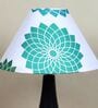 Classic Black Metal Table Lamp With Dahlia Floral Print Satin Shade
